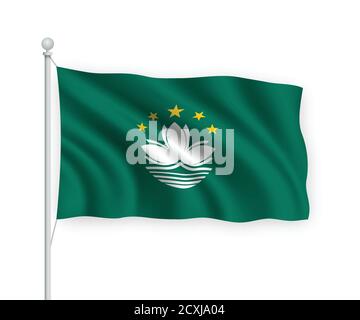 3d waving flag Macao Isolated on white background. Stock Vector