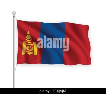 3d waving flag Mongolia Isolated on white background. Stock Vector