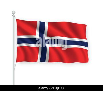 3D Realistic waving Flag of Norway on transparent background Stock ...