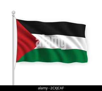 3d waving flag Palestine Isolated on white background. Stock Vector