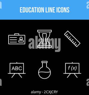 Beautiful Six Education & Schooling Line Icon set Stock Vector