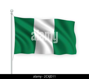 3d waving flag Nigeria Isolated on white background. Stock Vector