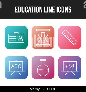 Beautiful Six Education & Schooling Line Icon set Stock Vector