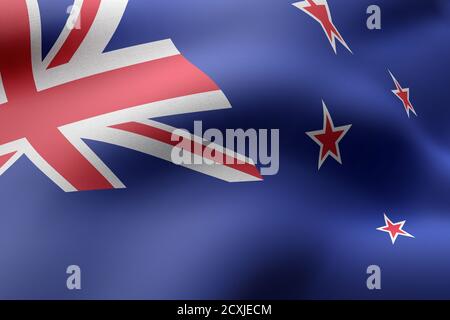 3d rendering of a detail of a silked New Zealand flag Stock Photo