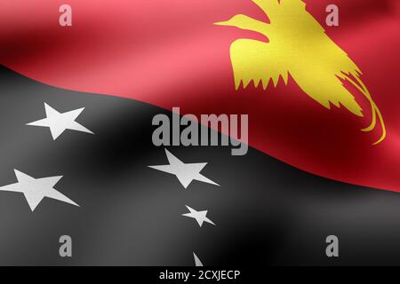 3d rendering of a detail of a silked Papua New Guinea flag Stock Photo