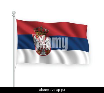 3d waving flag Serbia Isolated on white background. Stock Vector