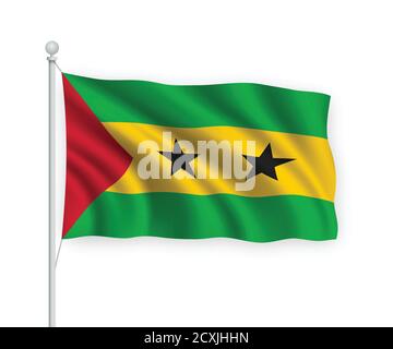 3D Realistic Waving Flag Of Sao Tome And Principe On Transparent ...