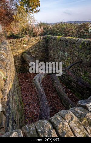 Artist Andy Goldsworthy's environmental sculpture 'Hanging Trees' at the Yorkshire Sculpture Park near Wakefield, Yorkshire, UK Stock Photo