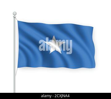 3d waving flag Somalia Isolated on white background. Stock Vector