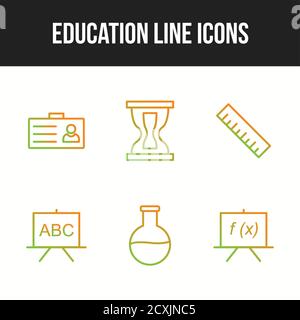 Beautiful Six Education & Schooling Line Icon set Stock Vector