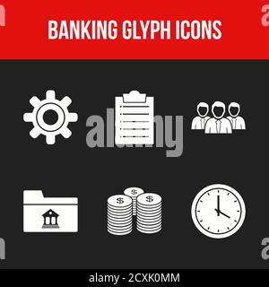 6 Beautiful Banking Glyph vector icon set Stock Vector