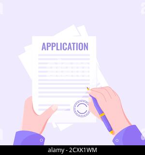 Submit application document form flat style design icon sign vector illustration. Stock Vector