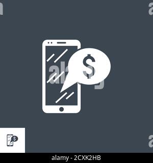 Bank Message related vector glyph icon. Isolated onblack background. Vector illustration. Stock Vector