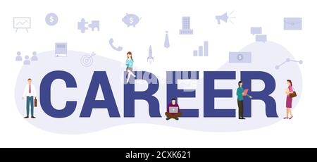 career oncept with modern big text or word and people with icon related modern flat style Stock Vector