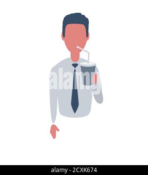 Businessman or clerk. Male character in trendy simple style with objects, flat vector illustration. Business concept. Isolated on background. Stock Vector