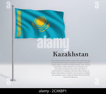 waving flag of Kazakhstan. Template for independence day. vector ...