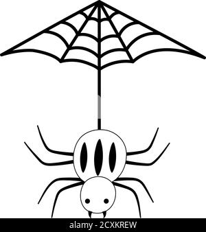 hanging spider cobweb isolated design icon vector illustration line style Stock Vector