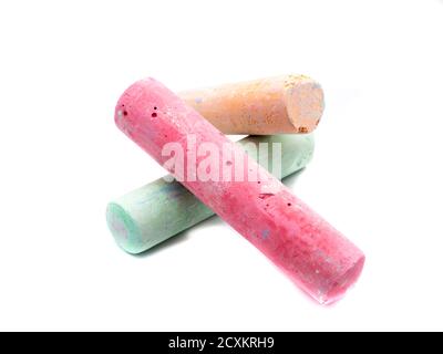Colorful chalk isolated on white background Stock Photo