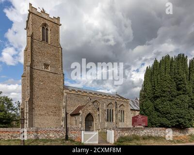 St Helen's Church, Ranworth. Dating back to 1450, the grade I listed church of St Helen is often called ‘The Cathedral of the Broads’. Stock Photo