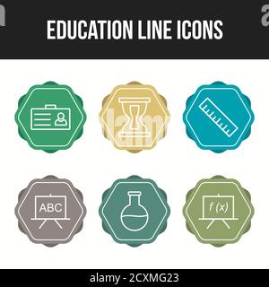 Beautiful Six Education & Schooling Line Icon set Stock Vector