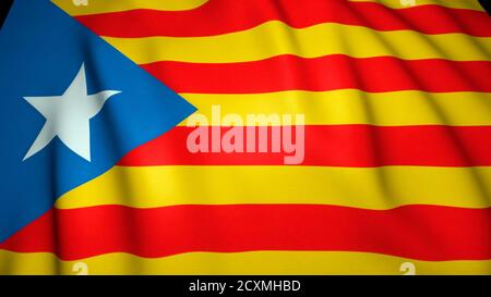 Waving flag of Catalonia, 3d illustration Stock Photo