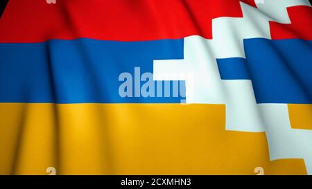 Waving flag of Nagorno Karabakh, 3d illustration Stock Photo