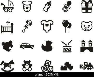 Baby Shower Icons Black White Flat Design Set Big Stock Vector Image Art Alamy