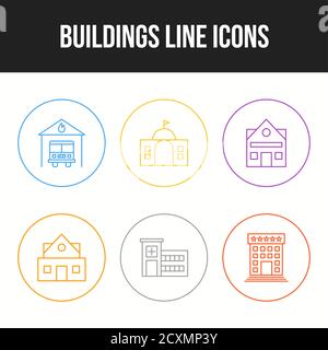 Unique Building and landmarks vector icon set Stock Vector