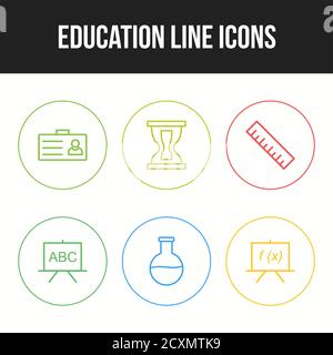 Beautiful Six Education & Schooling Line Icon set Stock Vector