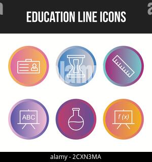 Beautiful Six Education & Schooling Line Icon set Stock Vector