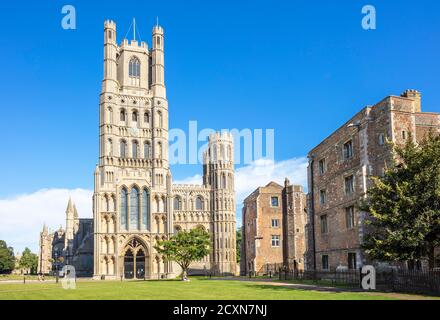 Ely uk Ely cathedral or Cathedral Church of the Holy and Undivided Trinity from Palace Green Ely Anglican cathedral Ely Cambridgeshire England UK GB Stock Photo