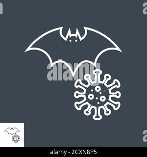 Bat carrier of coronavirus related vector thin line icon Stock Vector