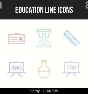 Beautiful Six Education & Schooling Line Icon set Stock Vector