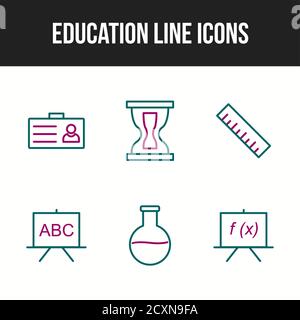 Beautiful Six Education & Schooling Line Icon set Stock Vector