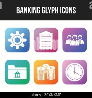 6 Beautiful Banking Glyph vector icon set Stock Vector