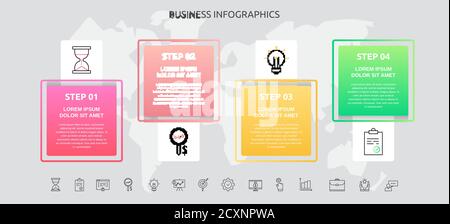 Infographics squares with 5 steps, icons. Vector template used for ...