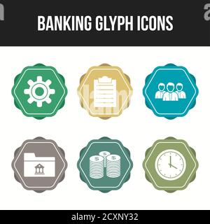 6 Beautiful Banking Glyph vector icon set Stock Vector