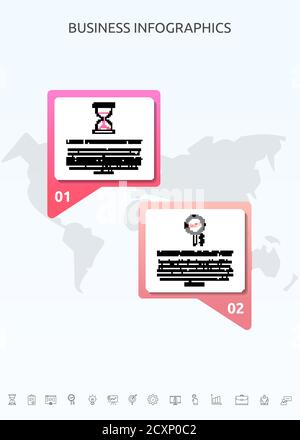 Infographics charts with 2 steps, labels. Vector template used for diagram, business, web, banner, workflow layout, presentations Stock Vector