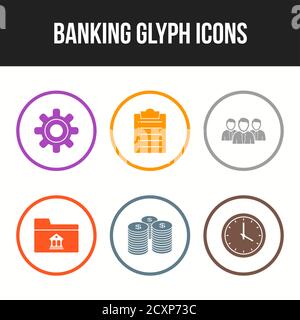 6 Beautiful Banking Glyph vector icon set Stock Vector