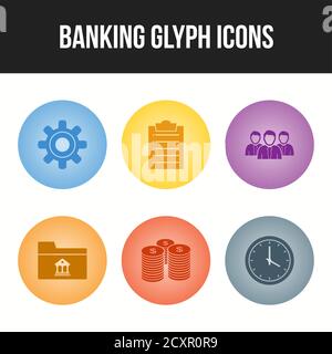 6 Beautiful Banking Glyph vector icon set Stock Vector