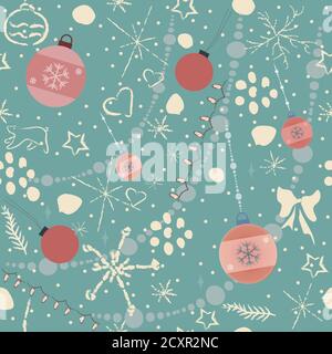 Seamless Winter Pattern with Christmas Ornaments. vector Illustration. Stock Vector
