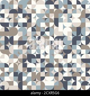 Abstract geometric background in neutral colors. Seamless vector pattern. Brown taupe, navy blue and teal natural colors. Fashion fabric patchwork des Stock Vector