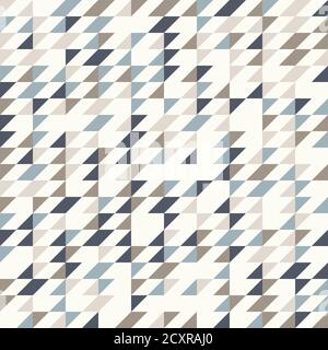 Abstract geometric background in neutral colors. Seamless vector pattern. Brown taupe, navy blue and teal natural colors. Fashion fabric patchwork des Stock Vector