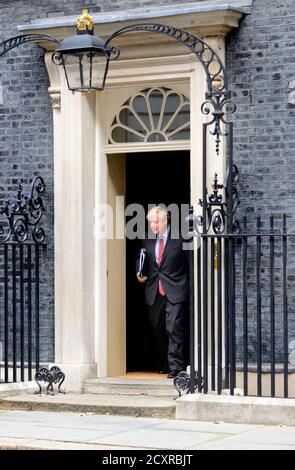British Prime Minister Boris Johnson leaves 10 Downing Street after a COBRA meeting to make a statement in the House of Commons, 22nd Sept 2020 Stock Photo