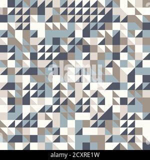 Abstract geometric background in neutral colors. Seamless vector pattern. Brown taupe, navy blue and teal natural colors. Fashion fabric patchwork des Stock Vector