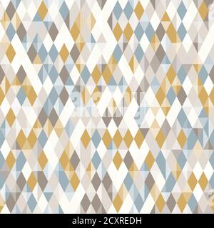 Abstract geometric pattern, diamond shapes. Geo background wallpaper. Nice retro colors - mustard yellow, turquoise teal, navy blue. Seamless vector p Stock Vector
