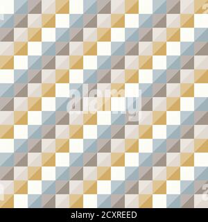 Abstract geometric pattern, diagonal diamond shapes. Geo background wallpaper. Nice retro colors - mustard yellow, turquoise teal, navy blue. Seamless Stock Vector