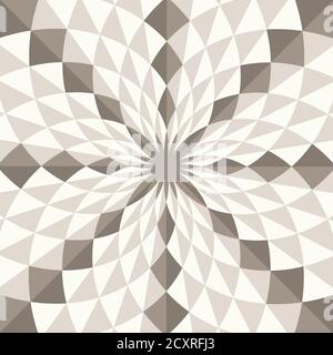 Abstract geo vector pattern, diamond shapes in vortex. Geometric art background. Nice retro colors. Fantastic flower Stock Vector