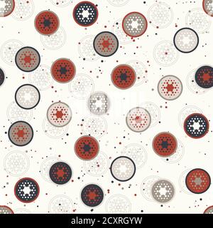 Virus particles spread concept, abstract vector illustration. Seamless vector pattern. Abstract geometric background with circles and dots Stock Vector