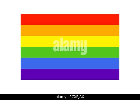 Simple Rainbow flag icon on white background. LGBT flag vector. LGBTQ colors. Vector illustration. Flat style, no effects. Stock Vector